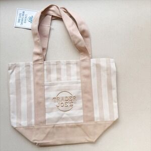 Trader Joe's Limited Edition 2026 Drop Mini Stripe Canvas Tote Bag Brown Stripes